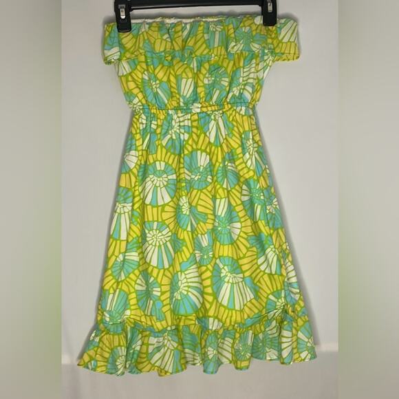 Lilly Pulitzer floral strapless mini dress in Shorely blue on the half shell - Picture 3 of 7